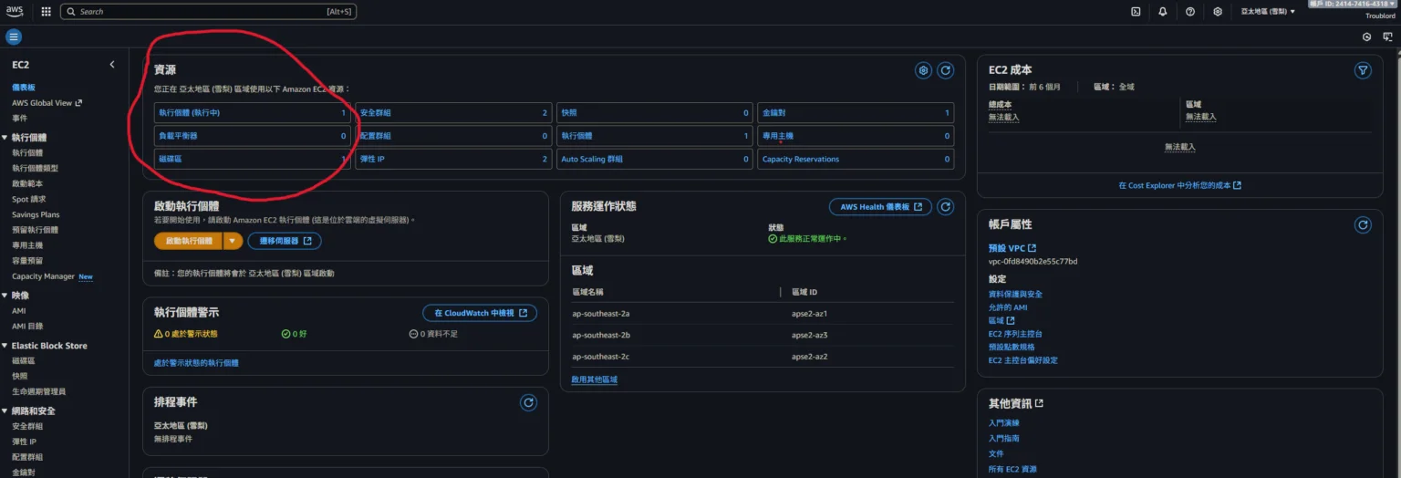 EC2 Console 畫面