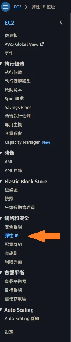 EC2 左側選單