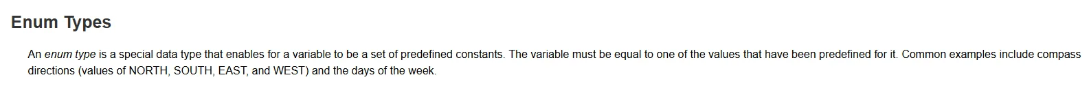javadoc enum description